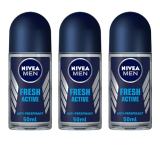 Nivea Fresh Active Deodorant Roll On For Men, 50Ml, (Pack Of 3)