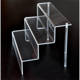 Porpoise Acrylic Riser Stand Shelf, Golu Stand, 3 Steps Display, 12 Inch * 9 Inch * 9 Inch -Big, Display For Cupcake, Collectibles, Toys, Gifts, Plants, Mousse Jar (Transparent 5 Mm Thickness)