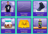 SHOPSY UNDER ₹75 LOOT DEALS▪️Men’s T-shirt at ₹75 (Min. Qty 2)👉  ▪️Steel Hanger at ₹12 (Min. Qty 10)👉  ▪️Socks at ₹13 (Min. Qty 10) 👉  ▪️Grocery Container at ₹24 (Min. Qty 6)👉  ▪️Kid’s Bloomer at ₹25 (Min. Qty 4)👉  ▪️Herbal Shampoo at ₹23 (Min. Qty 4)👉If the price of the container appears to be higher, scroll down to see similar products, where it will be available for ₹24.