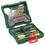 Bosch Professional Drill Bits And Screwdriver Bits Set, 40-Piece, X-Line Green, Masonry+Hss-Tin Metal+Wood Drill Bits, Screwdriver Bits, Countersink Bits And A Universal Holder