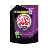 Safewash Front Load Matic Premium Liquid Detergent With Colour-Protect Technology | 2X Stain Removal | For All Types Of Fabrics| 2L Refill Pouch