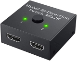 Lapster Hdmi Switch Splitter, 2 Port Bi-Directional Manual Hdmi Switch 2 In 1 Out Or 1 In 2 Out Splitter Supports 4K 2K 3D Full Hd 1080P – 1 Year Warranty