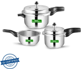 Leo Natura Stainless Steel Cooker Combo 5 L, 3 L, 2 L Outer Lid Induction Bottom Pressure Cooker(Stainless Steel)