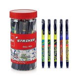 Cello Striker Ball Pens | Pack Of 25 | Blue Ball Pens | Ball Pens With Sports-Themed Foils | Smooth Ball Pens | Ball Pens For Sports Enthusiasts | Ball Pen Set For Swift Writing