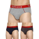 Van Heusen Men Colour Fresh Briefs – Pack Of 3 – Durable Elasticized Waistband, Ultra Soft_10012_Dark Navy, Ebony Grey, Grey_S