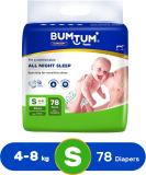 Bumtum Baby Diaper Pants Double Layer Leakage Protection High Absorb Technology – S(78 Pieces)