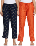 Indigo Women’S Pack Of 2 Pajamas(Aw21/Blc-206_Orange+ Navy_S)