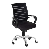 Da Urban® Boom 02 Mid-Back Revolving Mesh Ergonomic Chair For Home And Office With Tilt Lock Mechanism, Armrest, Chrome Base And High Comfort Seating (Black)