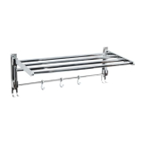Bonkaso Stainless Steel Rectangular 180° Degree Folding Towel Holder, Pack Of 1, Chrome, 24 Inches