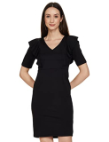 Amazon Brand – Eden & Ivy Women’S Crepe Bodycon Knee-Length Dress (Eniss22Wdr307_Jet Black_S)