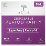 Azah Period Panties For Women Leak Proof (Pack Of 6) 650Ml Absorbent Disposable Panties After Delivery And Night Period Panties With 360° Leak-Proof Technology | M-L