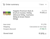 Happilo : Flat 45% Off On Premium Dry Fruits. Apply Code : CKHAPPI45 1 KG Almonds at ₹7421 Kg Cashews at ₹8521 Kg Roasted & Salted Pistachios at ₹9891 Kg Walnuts at ₹632Premium Nuts & Dryfruit Combo 1500g at ₹976