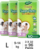 Dabur Baby Super Pants | Diaper Infused With Aloe Vera, Shea Butter & Vitamin E | Insta-Absorb Technology – L(96 Pieces)