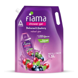 Fiama Body Wash Shower Gel Blackcurrant & Bearberry, 1.5L Bodywash Refill Value Pouch For Women & Men With Skin Conditioners For Moisturised Skin & Radiant Glow, Suitable For All Skin Types