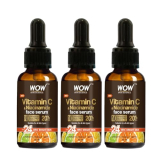 Wow Skin Science Brightening 20% Vitamin C Face Serum | Boost Collagen And Elastin For Anti Aging, Skin Repair | For Dark Circles, Fine Lines | Glowing Skin | Hydrates | 15 Ml | Pack Of 3