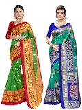 Satrani Women’S Art Silk Saree With Blouse (1694St126_1458St149_Green & Turquoise)