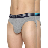 Van Heusen Men Anti Bacterial Briefs – 100% Combed Cotton – Pack Of 2 – Colour Fresh, Moisture Wicking_10009_Grey Mel W Lt Grey, Grey Mel_S