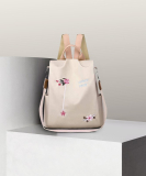 Flixzone Fashion 12L New Flower Embroidered Artistic National Style Oxford Capacity Bag 12 L Backpack(Beige)