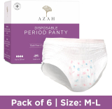 Azah Disposable Period Panties| 12 Hours Complete Protection | Size:-M/L | Sanitary Pad(Pack Of 6)