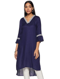 Rare Roots Women’S Modal Regular Fit Kurta (Rr446_Blue_S)