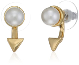 Estele 24 Kt Gold Plated Geometrical Design Stud Earrings With Single Pearl For Women, One Size (775/709-Ig Er)