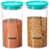 Amazon Brand – Solimo Plastic Storage Jar And Container Set I Air Tight & Bpa Free Containers For Kitchen Storage Set I Grocery Kitchen Container Set I Multipurpose Jar, 1400 Ml Each, Set 2, Blue