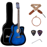 Juarez 104.14 Cm (41″) Acoustic Guitar Cutaway With Dual Action Truss Rod, Rosewood Fretboard And Bridge, Padded Cotton Bag, Cotton Strap, 2 Picks, Extra String Set, Blue Sunburst