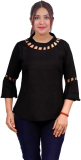 Apjivin Casual Solid Women Black Top