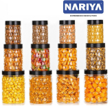 Nariya Plastic Grocery Container  – 1200 Ml, 650 Ml, 350 Ml(Pack Of 12, Black)
