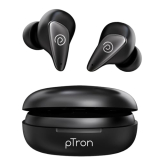 Ptron Bassbuds Wave Enc Bluetooth 5.3 Wireless Headphones, 40Hrs Total Playtime, Trutalk Ai-Enc Calls, Movie Mode & Deep Bass, In-Ear Tws Earbuds, Touch Control & Type-C Fast Charging (Pearl Black)
