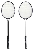 Spanco Double-Shaft Badminton Racquet For Playing At Street, Balcony, Roof Etc. Appropriate For Fun/Playing/Fitness, Size : Full (No. Of Rackets : 2) (Cover : Free), (Color : Red)