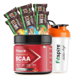 Fitspire Super Gold Bcaa Supplement 250Gm With Watermelon Flavour For Men Women With Shaker, Energy Bar Pack Of 6 Intra-Workout, Helping Muscle Growth And Recovery, 19 Servings (Valentine Day Special)