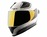 Vega Bolt Hyper White Black Helmet With Clear Visor And Extra Gold Visor-M