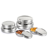 Cello Steelox Puri Dabba Stainless Steel Multipurpose Flat Storage Containers, Set Of 6 Pcs, Silver