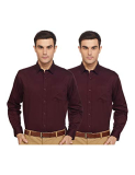 Amazon Brand – Symbol Men’S Solid Regular Formal Shirt (Pack Of 2) (Ss20-Sym-Fs-01_Epp-1B_Wine 40)