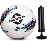 Nivia Storm White Moulded Football With Ball Pump Football – Size: 5 (Pack Of 1, White/Black)