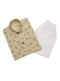 Kidling Kids Cotton Printed Kurta Pyjama For Boys (K_3030_Fawn_6)