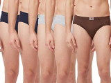 Fruit Of The Loom Super Soft Cotton Hip-Briefs For Men | Full Hip Coverage | Snug Fit | Dress Blues/Dress Blues/Grey Melange/Grey Melange/Chestnut Pack Of 5
