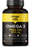 Zingavita Maximum Strength Omega 3 Fish Oil 1000Mg Capsule For Men & Women(60 Capsules)