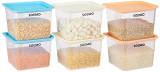 Amazon Brand – Solimo Airtight Storage Containers With Handle, Set Of 6 (1,600 Ml Each)