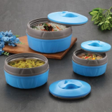 Paras Homeware Hot Chef Casserole| Bpa Free | Food Grade | Easy To Carry | Easy To Store For Rice,Curry, Roti |Blue – Set Of 3 | 600Ml, 1100Ml 1800Ml