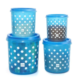 Cello Hi Fresh Safe Plastic Jumbo Container, 4 Pc(Capacity – 5Ltrs, 7Ltrs, 10Ltrs & 15Ltrs), Blue