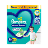 Pampers All Round Protection Pants Style Baby Diapers, X-Large (Xl) Size, 56 Count, Anti Rash Blanket, Lotion With Aloe Vera, 12-17Kg Diapers