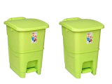 Aristo Splash Plastic Pedal Dustbin 25 L Green&Green Pack Of 2