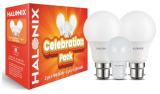 Halonix Celebration Pack With 9W B22D 2 Units Led Bulb And 1 Unit 0.5W White Night Lamp | Cct-6500K Cool White Light | Energy Saving Led Bulb. |