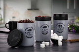 Tosaa Tea Sugar Coffee Container Set Of 3 | Kitchen Counter Top Airtight Storage Canister With Lids (Gray, 800Ml, Plastic)