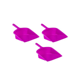 Sulfar Durable Multi Surface Plastic Dustpan With Handle, Assorted Colors (2352_Pack Of 3)