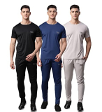 Vimal Jonnney Dryfit Solid Lycra Multicolor Tracksuit Co-Ord Sets For Men (Pack Of 3)-Dryfit_T_D10_Blk_Blu_L.Gry_06-S