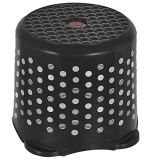 Fun Homes Comfy Stool Dot Printed Multiuses Portable, Lightweight, Strong, Durable Plastic Bathroom/Step/Sitting Stool, Patla (Black)-46Fh0151, Standard