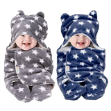 Oyo Baby Baby Blankets New Born Babies |Super Soft Baby Sleeping Bag For Baby (78Cm X 68Cm, 0-6 Months, Fleece, Skin Friendly, Stars Dark Blue, Grey)